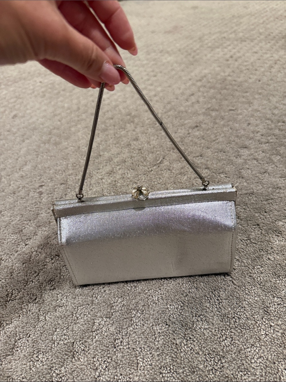 Silver Evening Clutch Handbag